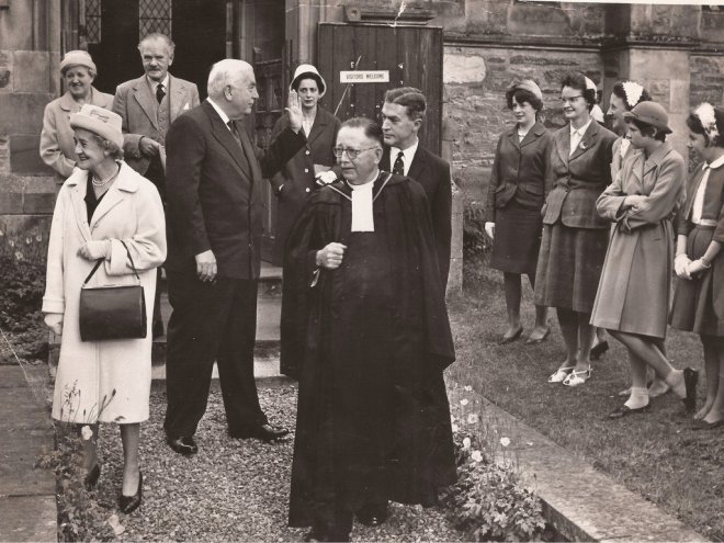 Netta MacLellan (front left) and her husband Iain MacLellan, Minister of Weem Parish Church